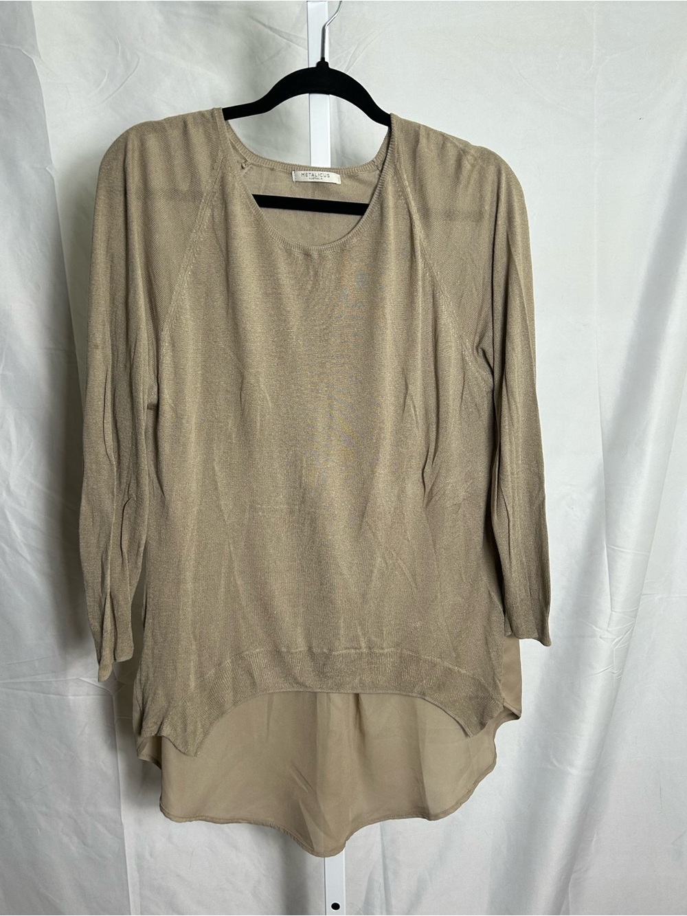 Metalicus Taupe Knit Scoop Neck Top